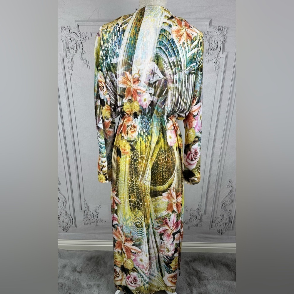 Classy Embellished V-neck Long Flared Sleeves Kaftan Swimsuit Coverup Dress - Picture 7 of 10